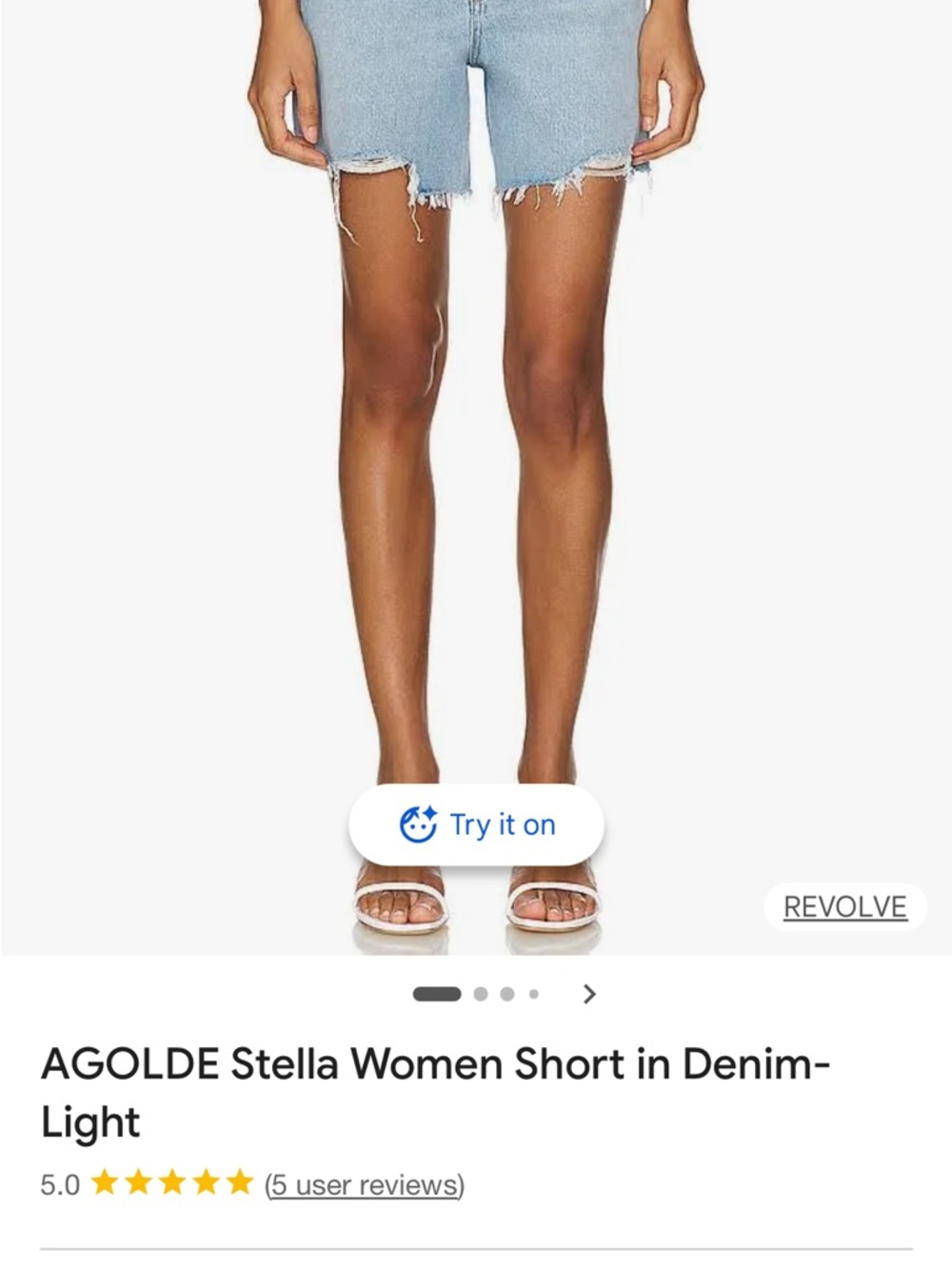 Agolde Light Blue Frayed Hem Denim Shorts